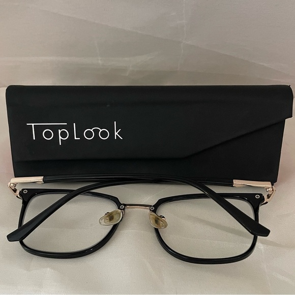 TOP LOOK- lightweight black plastic with metal accent eyeglass frames - Picture 2 of 3